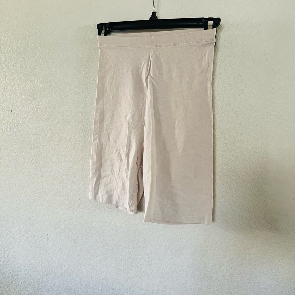 H&M Cream High-Waist Knee-Length Bike Shorts